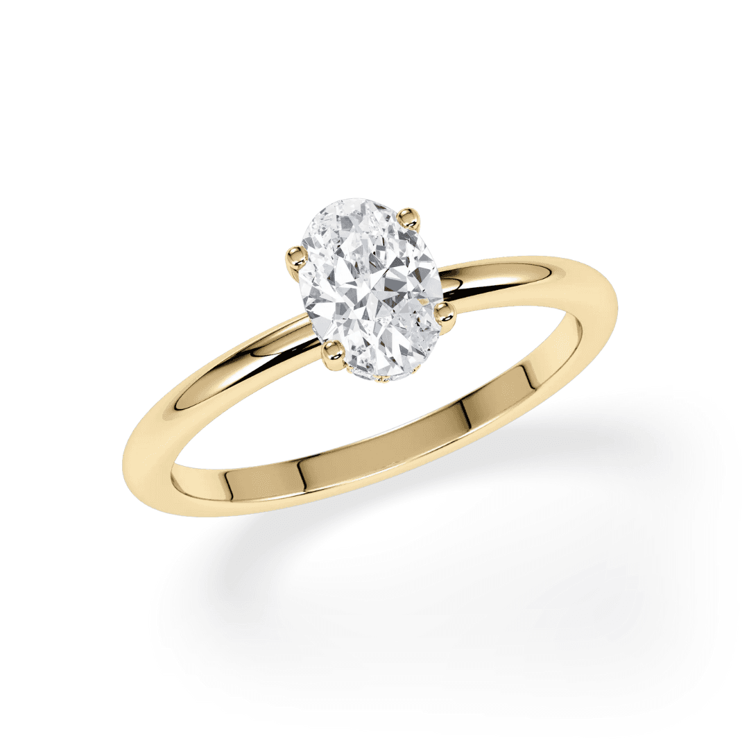 Solitär 750 Gelbgold Oval 0,50 ct Hidden Halo Ansicht 1