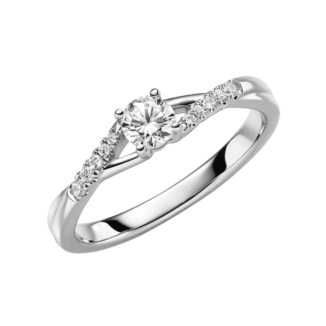 Solitär 585 Weißgold 0,20 ct mit Steinbesatz Ansicht 1