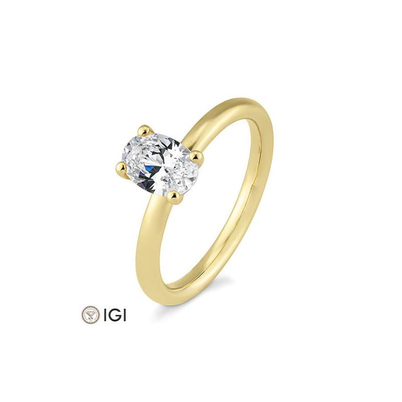 Ein eleganter Verlobungsring mit oval geschliffenem Diamanten. 