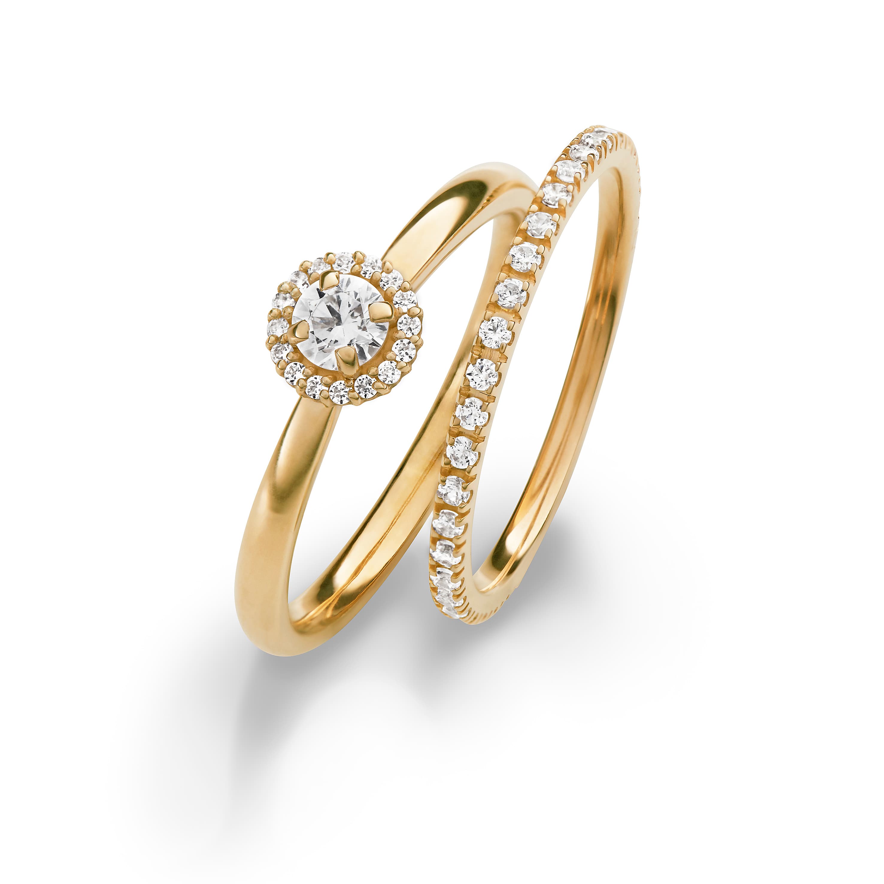 Gelbgoldener Halo-Verlobungsring
