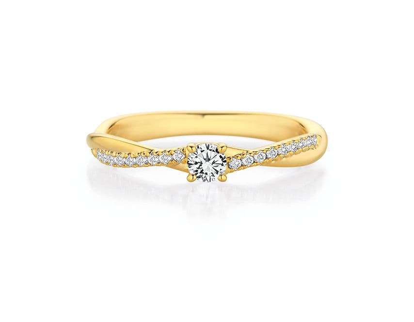 Gelbgold Verlobungsring mit Brillant und Seitenbrillanten von Juwelier Hartung