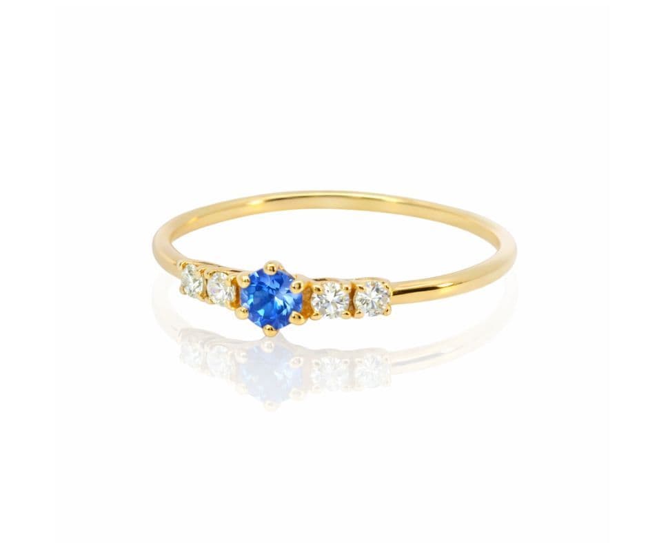 Gelbgold Ring mit Brillanten und Saphir