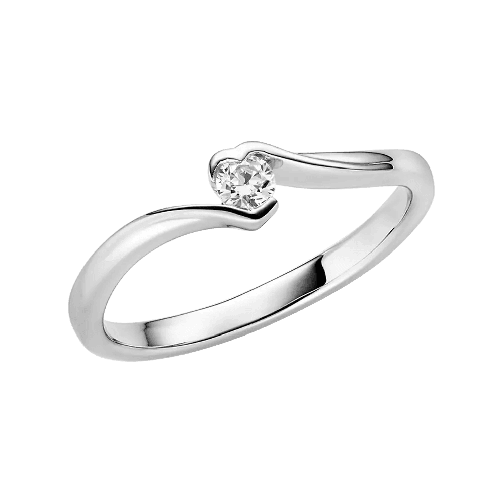 Ein moderner Solitärring mit elegant geschwungener Ringschiene.