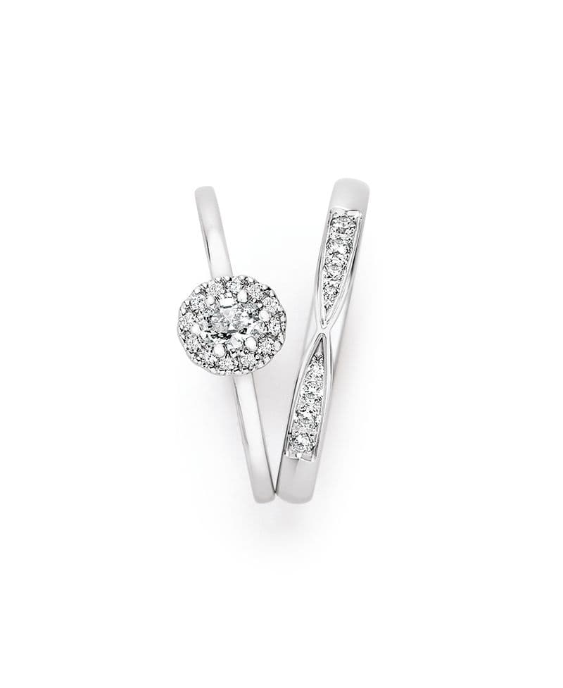 Weißgold-Verlobungsring und Vorsteckring von Juwelier Hartung