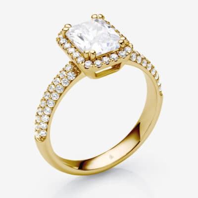 Gelbgold Verlobungsring mit rechteckigem Brillanten von Juwelier Hartung