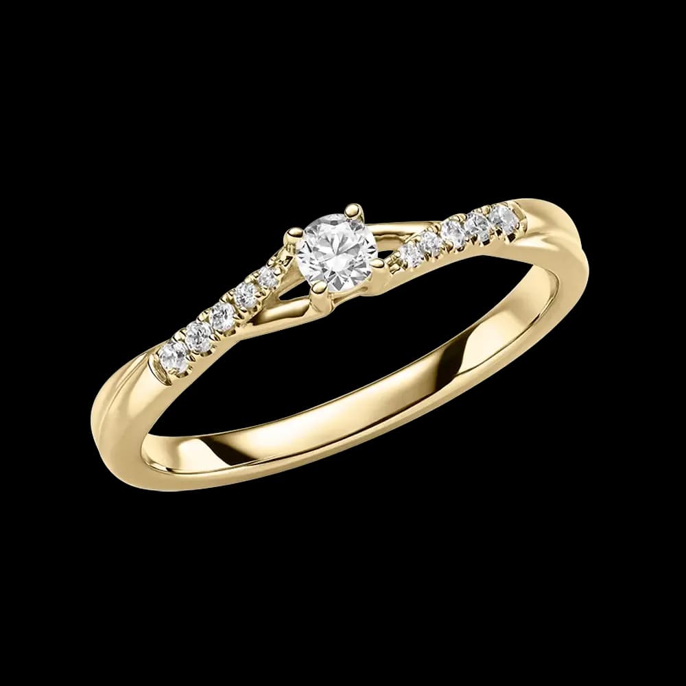 Ein eleganter Ring mit geschwungener Ringschiene und funkelnden Diamanten.