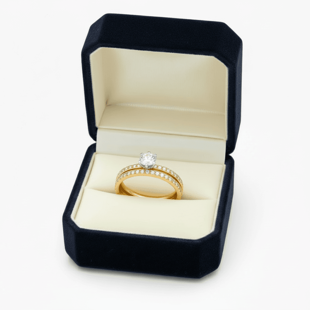 Verlobungsring und Diamant Memoire Ring