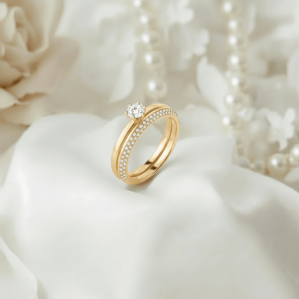Verlobungsring und Diamant Memoire Ring