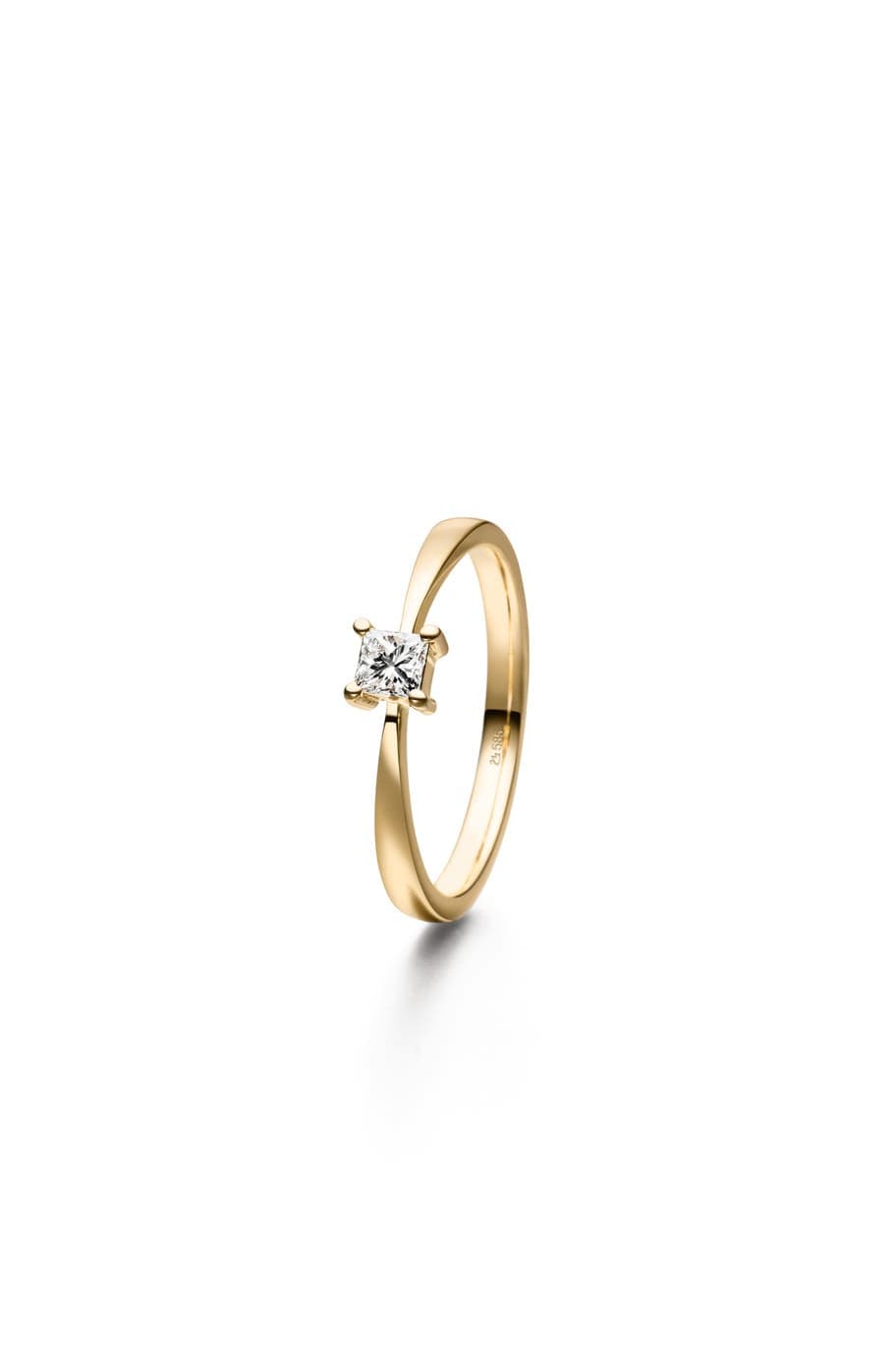 Solitärring in Roségold mit fein zulaufender Ringschiene