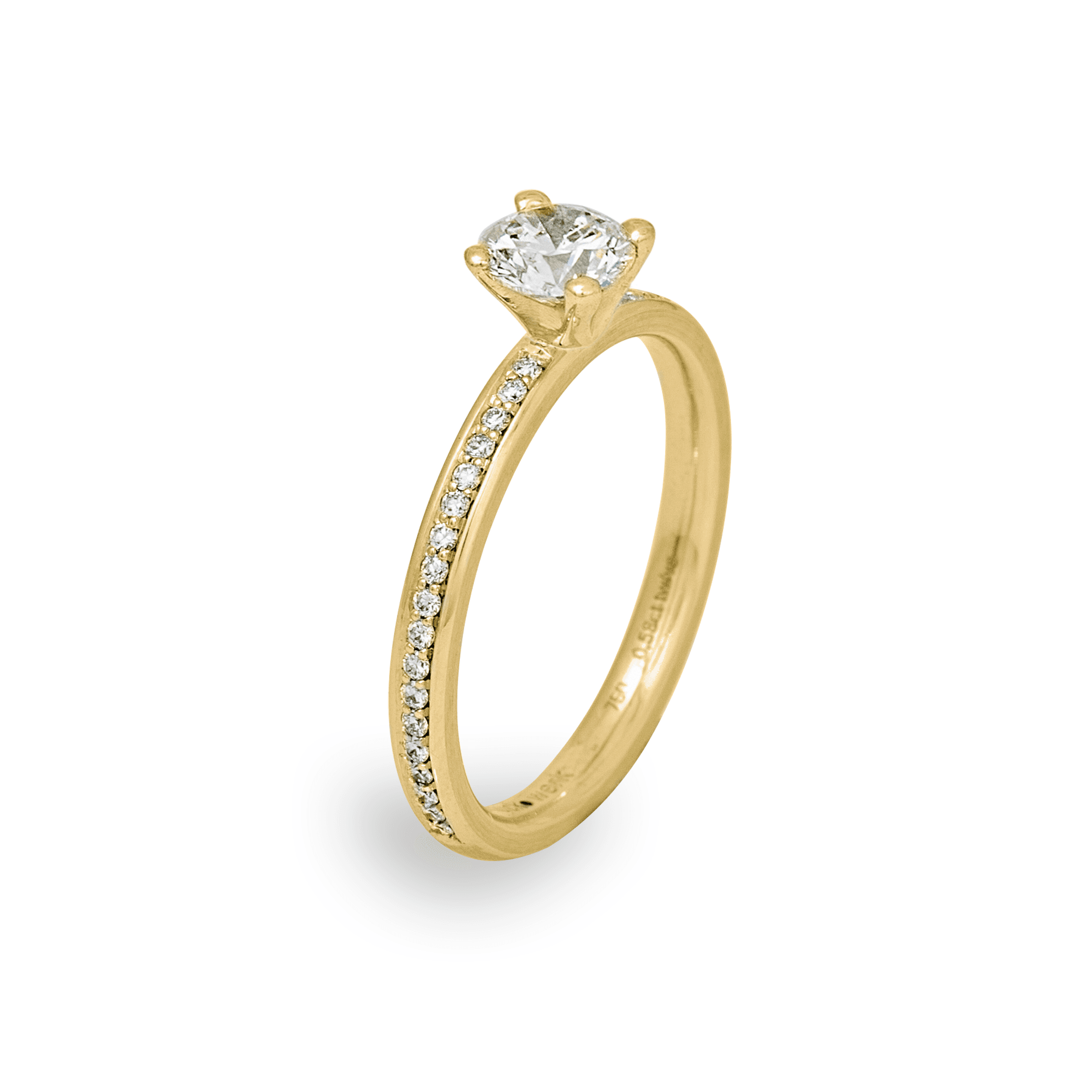 Brilliant Ringe mit aufgefasster Ringschiene Gelbgold
