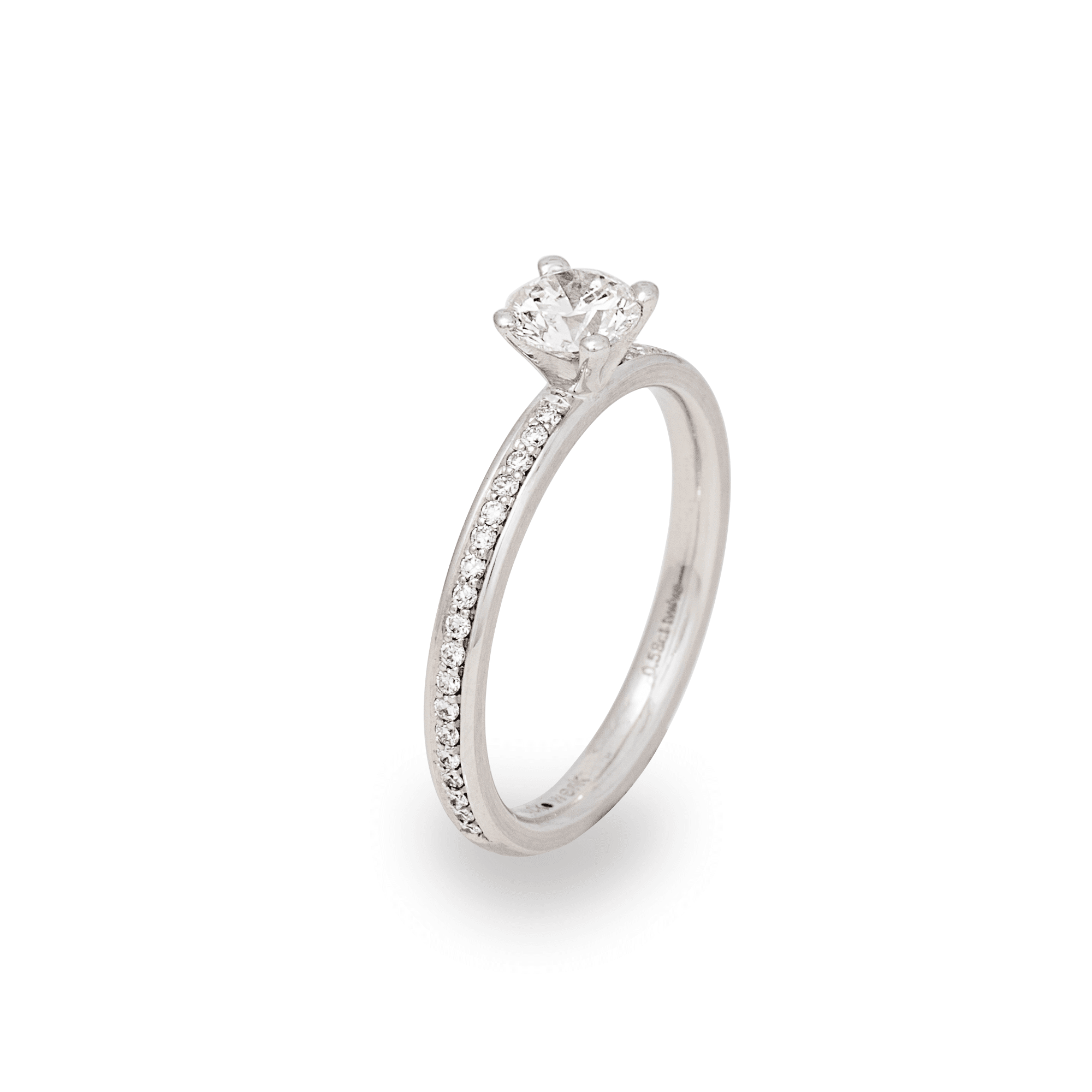 Brilliant Ringe mit aufgefasster Ringschiene Platin