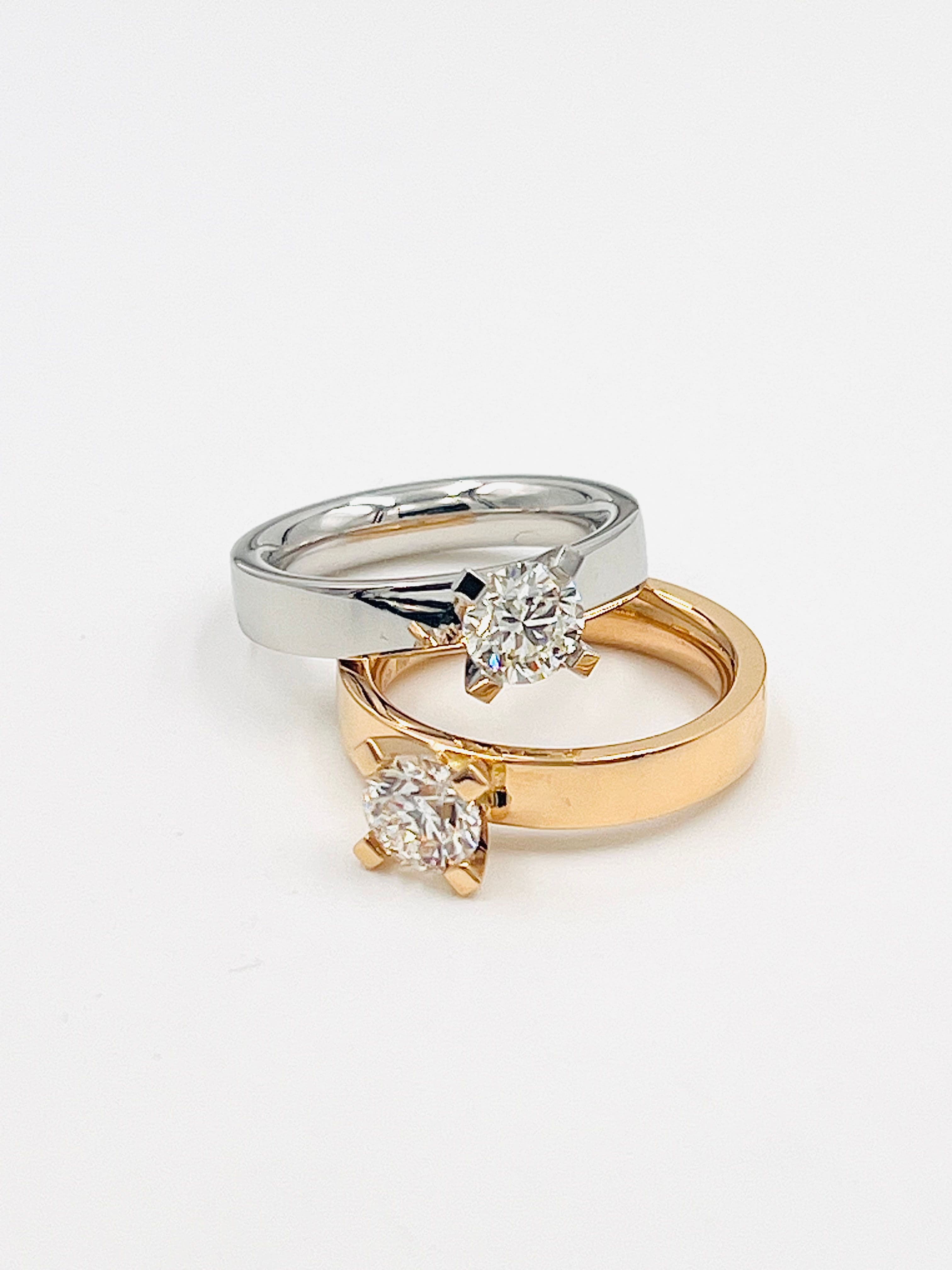 Solitär Brillantringe Gelbgold und Platin